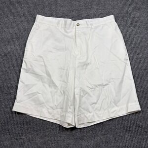 Pro Tour Shorts Mens 36 White 100% Cotton Chino Golf Flat Front Casual